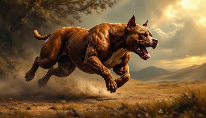 Powerful Pitbull Leaping