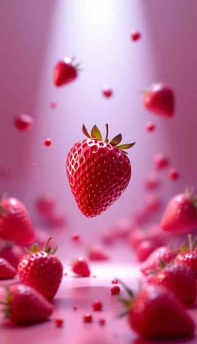 Floating Geometric Strawberries