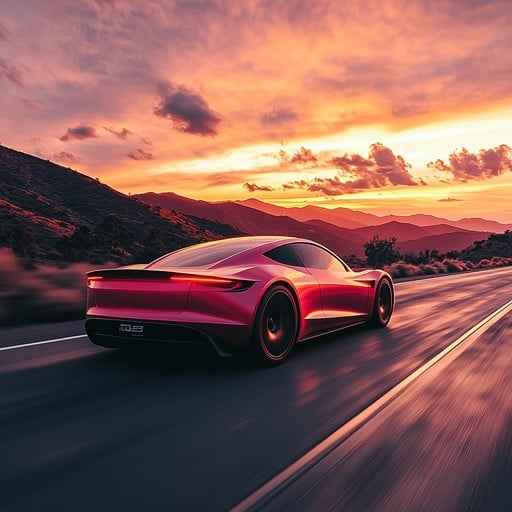 Speeding Red Car
