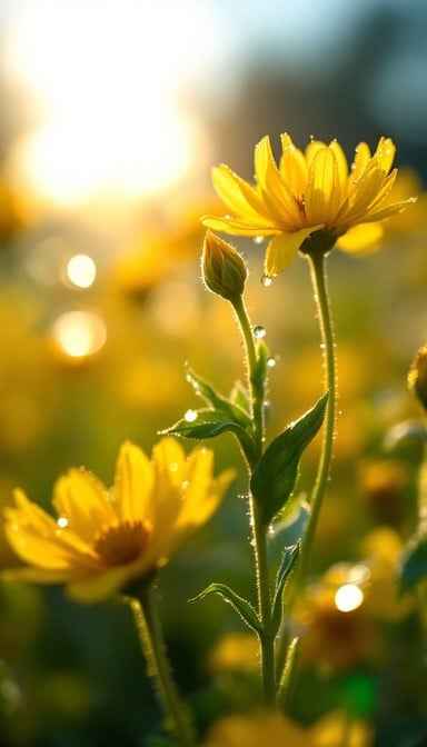 Sunlit Yellow Flowers