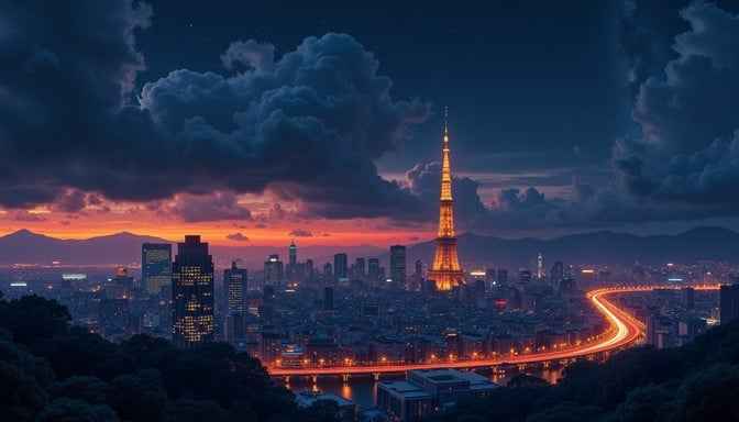 Tokyo Tower Illuminated