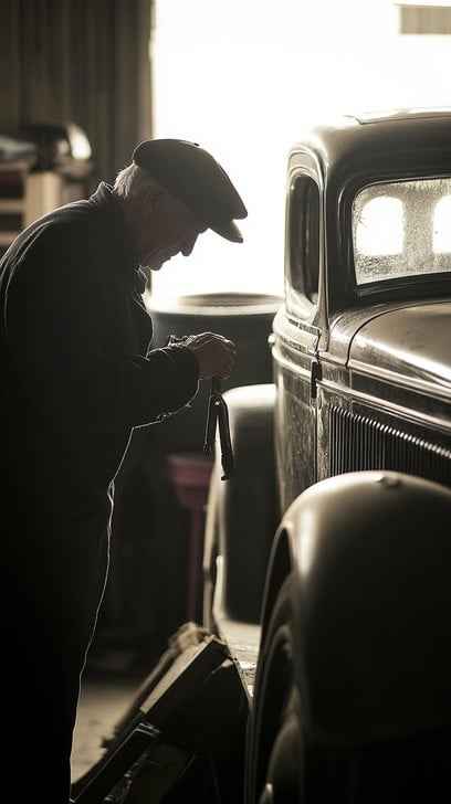 Mechanic repairs car Mechanic repairs car