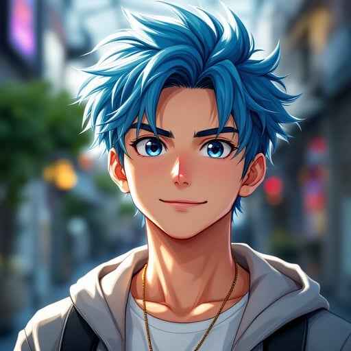 Blue-Haired Anime Boy