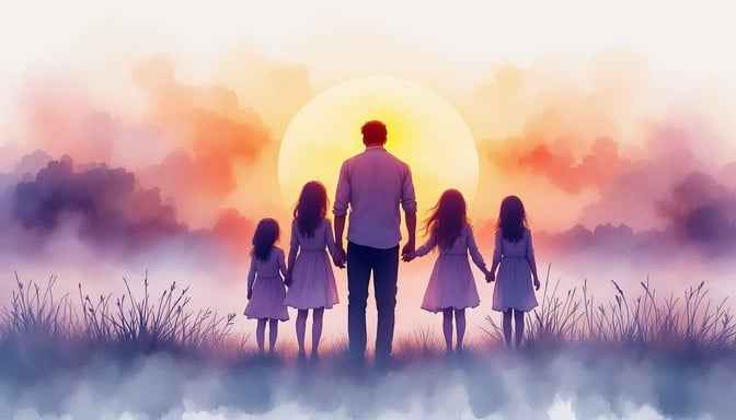 Family Sunset Silhouette