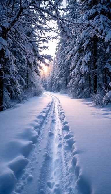 Snowy Forest Path