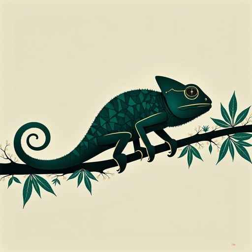 Emerald Chameleon Silhouette