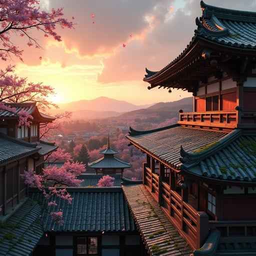 Sunset Temple Harmony