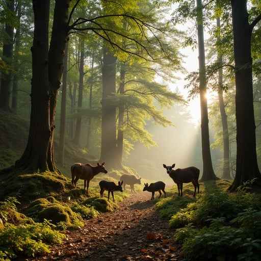 Misty Forest Deer