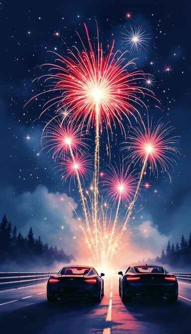 Fireworks Meet Cars Fireworks Meet Cars