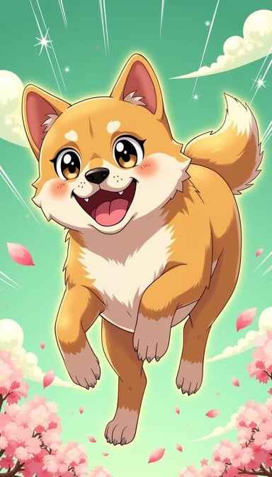 Joyful Shiba Leaping Joyful Shiba Leaping