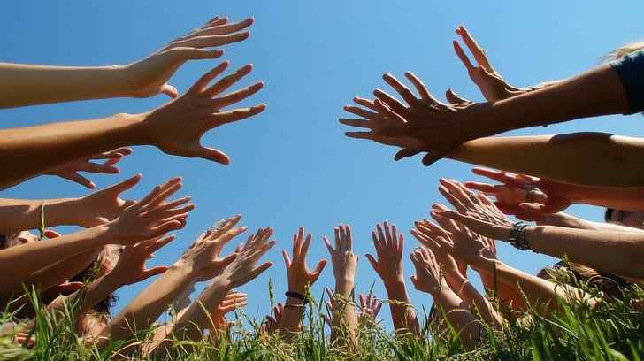 Hands reaching sky Hands reaching sky