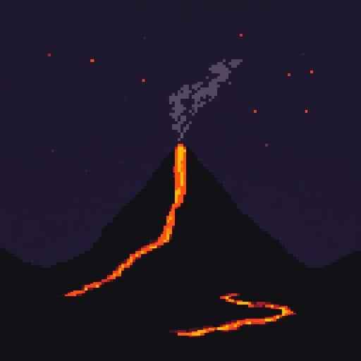 Erupting Pixel Volcano Erupting Pixel Volcano