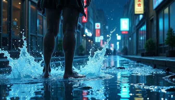 Splashing Neon Reflections