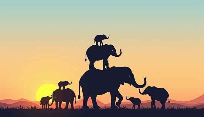 Elephant Pyramid Silhouette Elephant Pyramid Silhouette