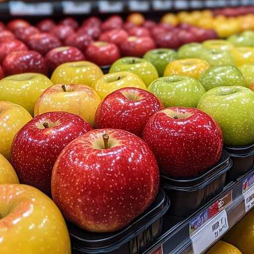 Colorful apples displayed