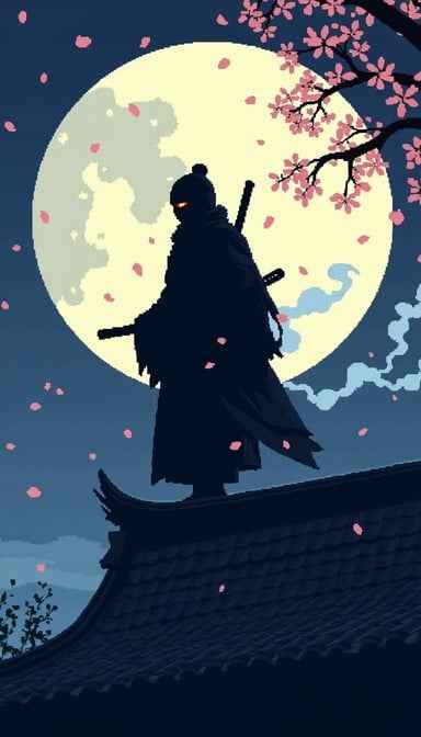 Moonlit Warrior Silhouette Moonlit Warrior Silhouette