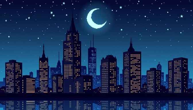 Moonlit Pixel Metropolis
