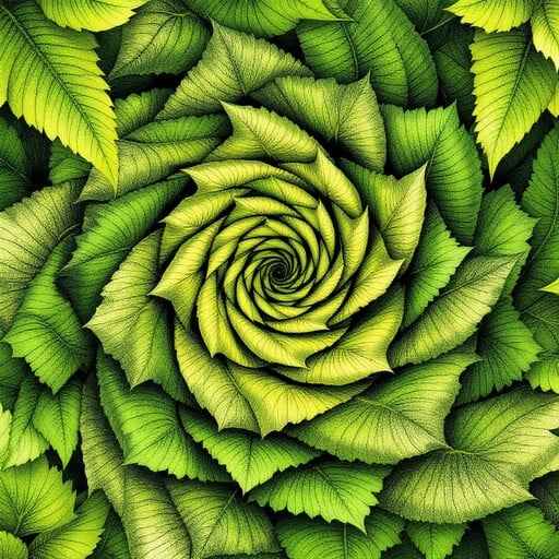 Spiraling Green Leaves