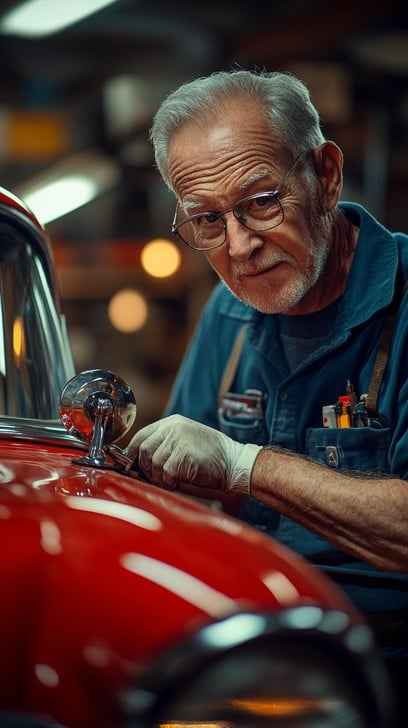 Mechanic fixing car