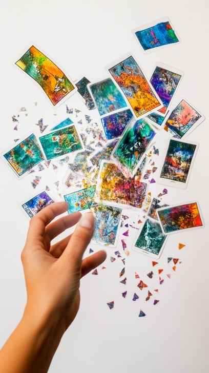 Colorful floating cards Colorful floating cards