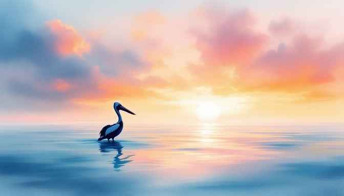 Pelican Sunset Silhouette