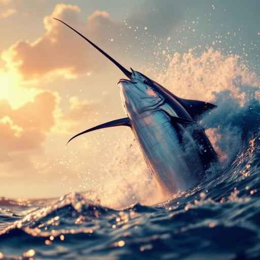 Marlin Breaches Sunset