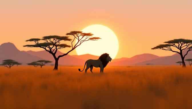 African Lion Sunset