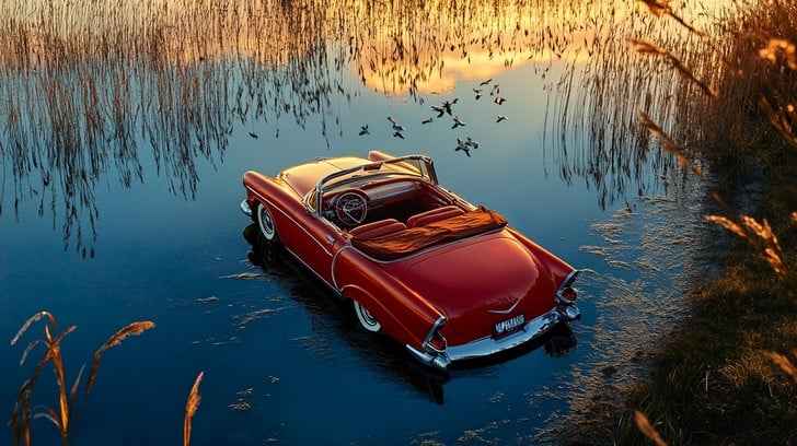 Vintage car submerged