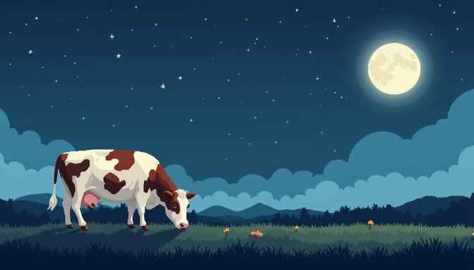 Moonlit Grazing Cow Moonlit Grazing Cow