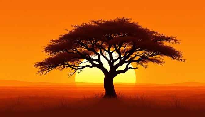 African Sunset Silhouette