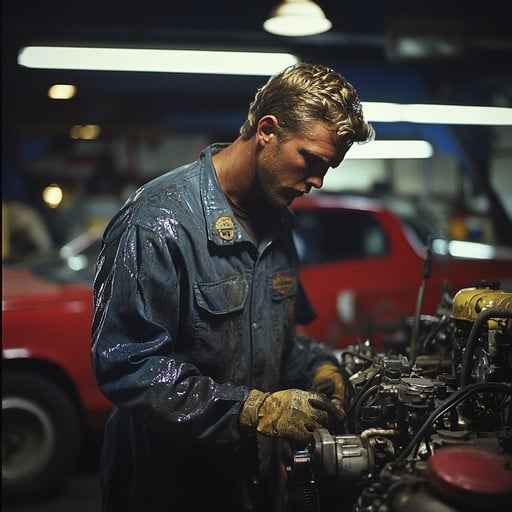 Mechanic fixing car