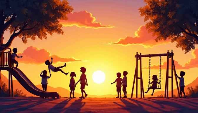 Sunset Playground Silhouettes