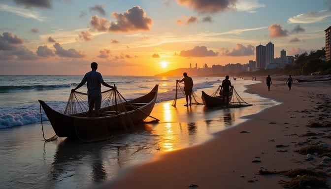 Fishermen at sunset Fishermen at sunset
