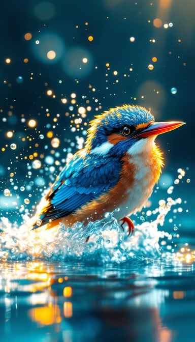Diving Kingfisher Splash