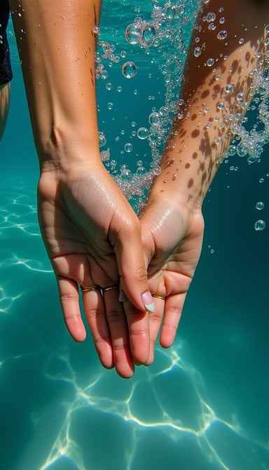 Underwater Hands Connected