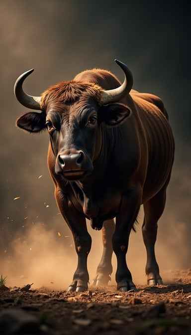 Powerful Bull Charging Powerful Bull Charging