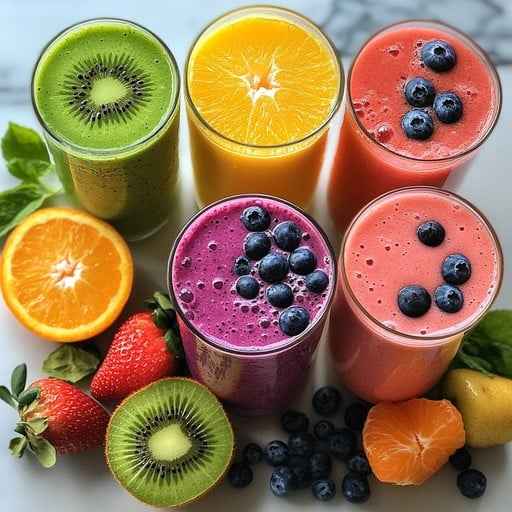 Colorful fruit smoothies