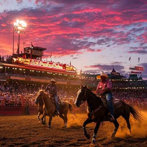 Sunset Rodeo Action