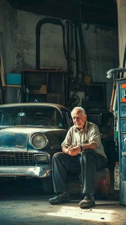 Man with car Man with car