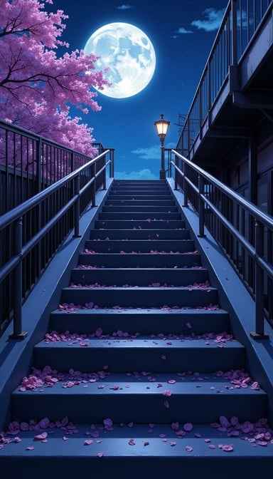 Moonlit Blossom Stairway