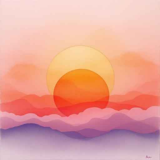 Watercolor Sunset Waves