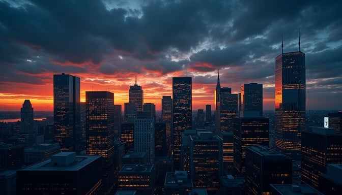 Dramatic City Sunset