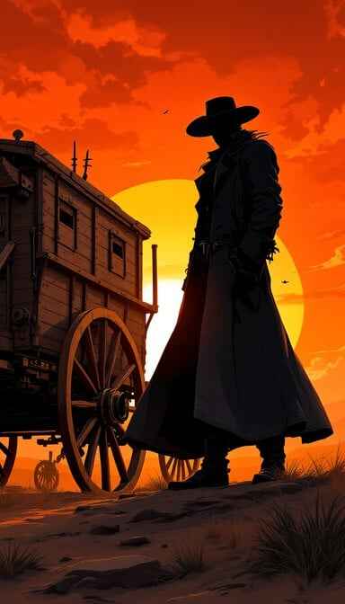 Sunset Cowboy Silhouette