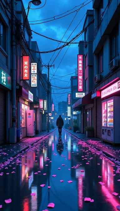 Neon Rain Reflections
