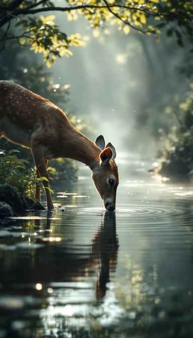 Deer Meets Reflection Deer Meets Reflection