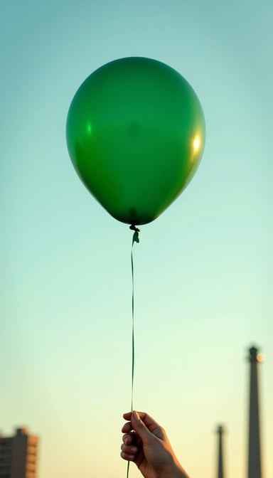 Green balloon rising