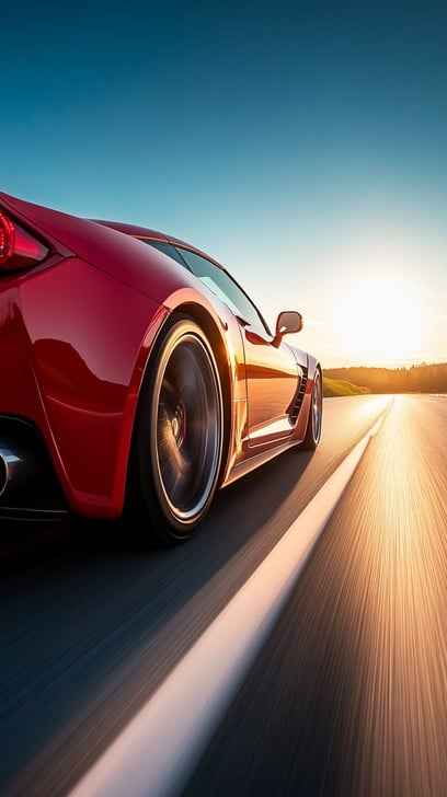 Speeding Red Car