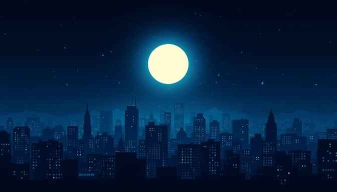 Moonlit Pixel Skyline Moonlit Pixel Skyline