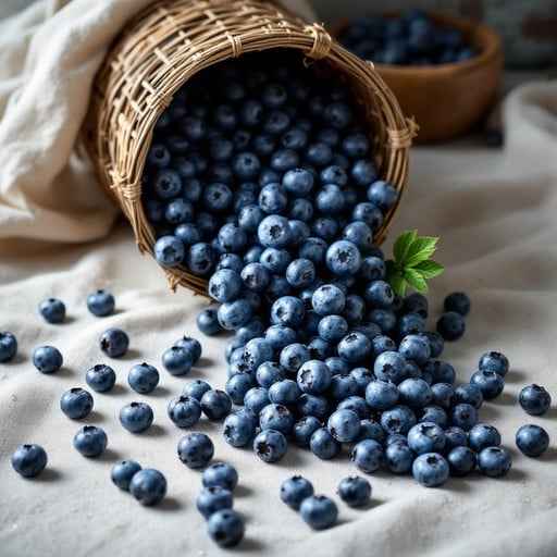 Spilled blueberry basket