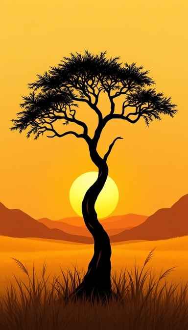 African Sunset Silhouette African Sunset Silhouette